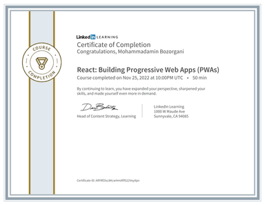 عکس گواهینامه Progressive Web Apps (PWA) از Web Development